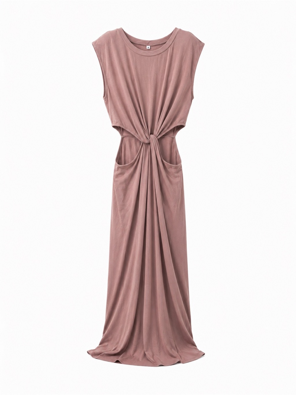 Sleeveless Mauve Twist-Front Maxi Dress